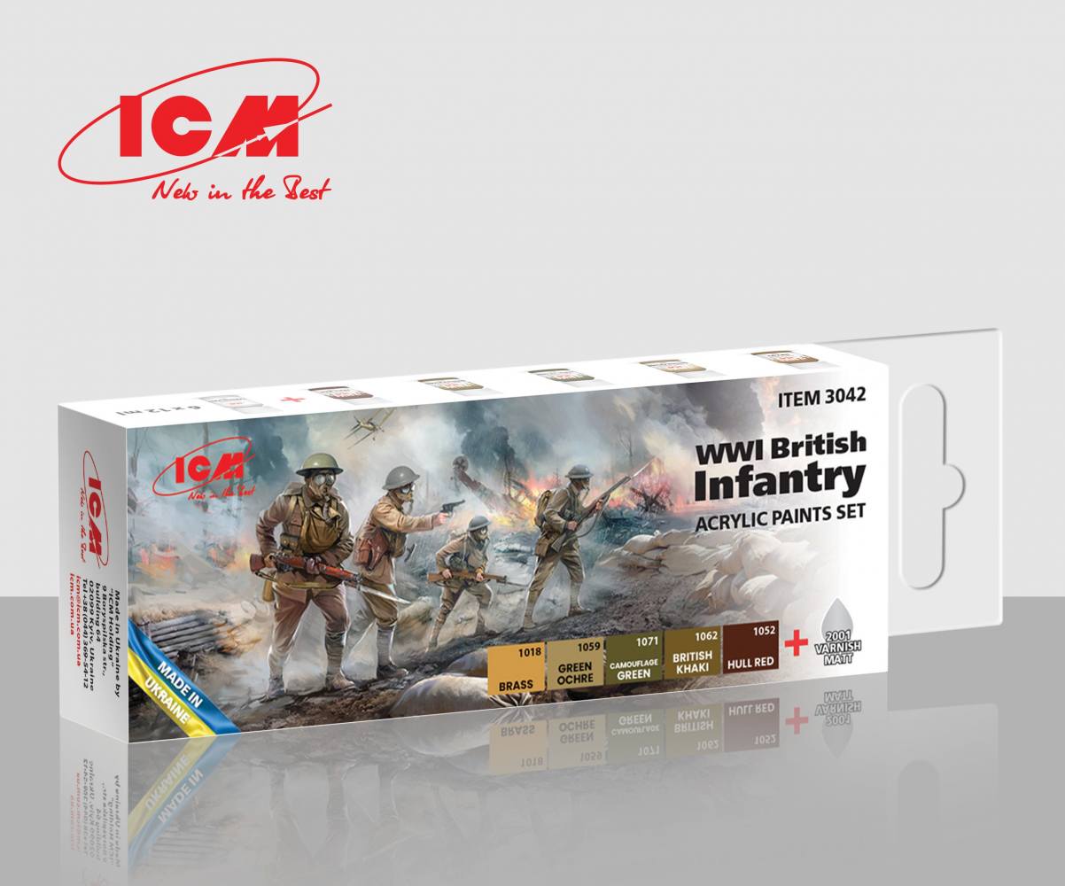 ICM  3042 COMBAT VEHICLES ARMED FORCES OF UKRAINE ACRYLIC PAINT SET  UK SALE ONLY  Paint & Accessories