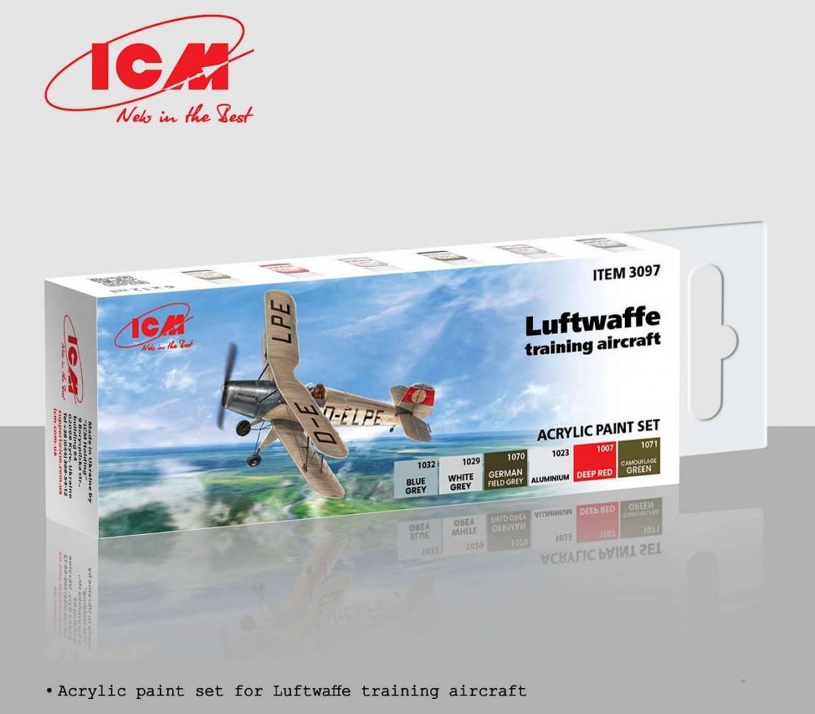 ICM 3097 LUFTWAFFE TRAINING AIRCRAFT ACRYLIC PAINT SET UK SALE ONLY Paint & Accessories