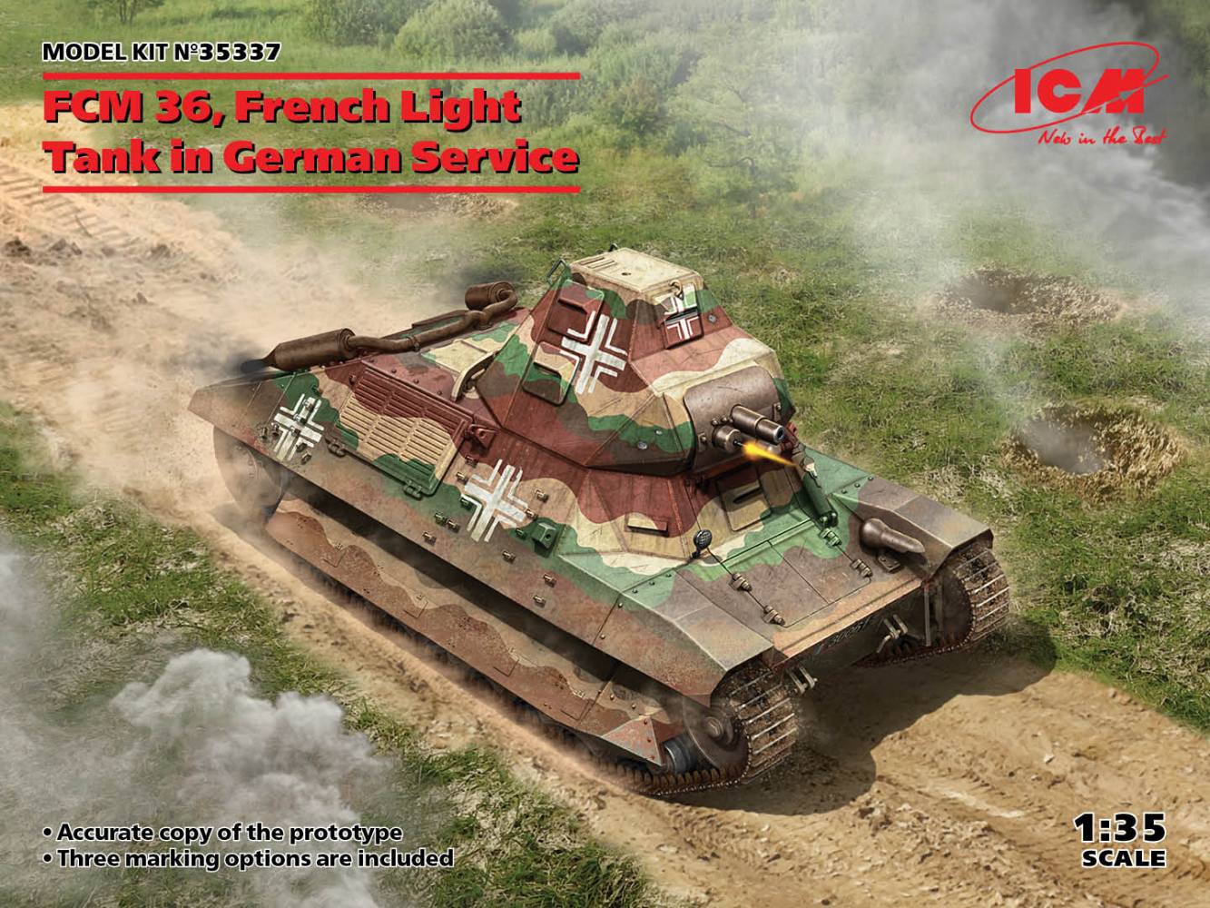 ICM 35337 FCM 36 FRENCH LIGHT TANK IN GERMAN SERVICE Military Model Kits