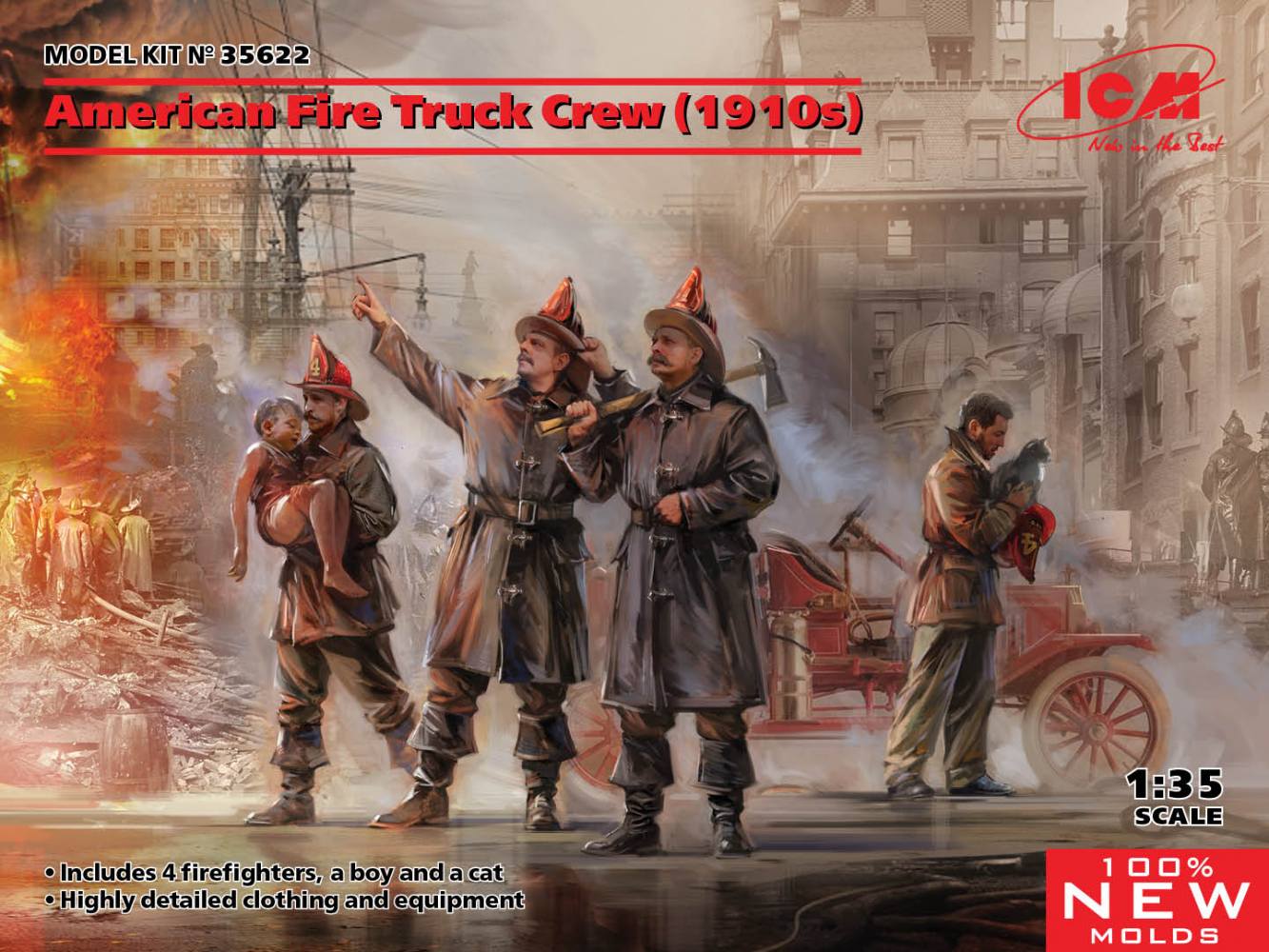 ICM 35622 AMERICAN FIRE TRUCK CREW 1910 S Model Figures