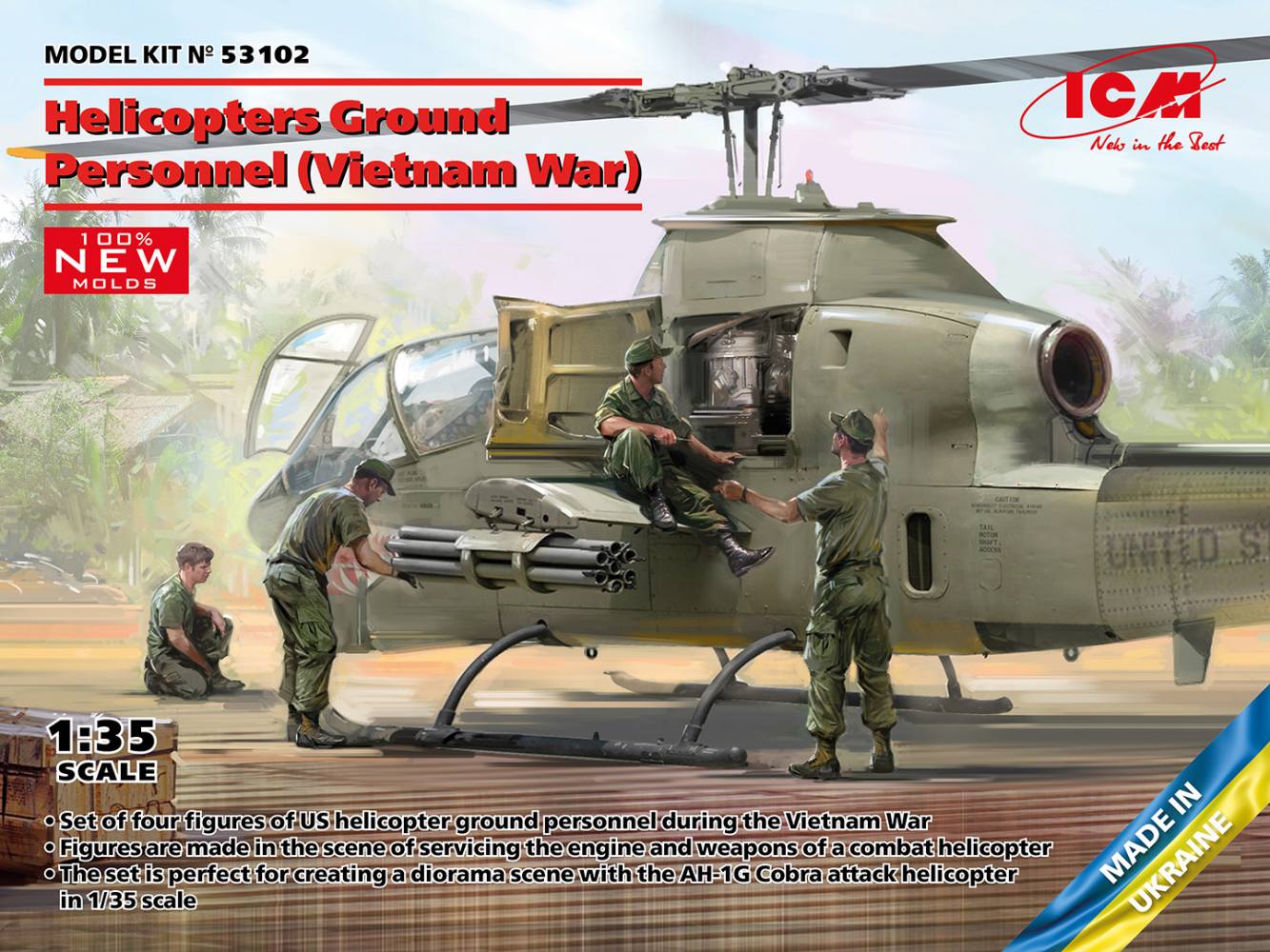 ICM  53102 HELICOPTERS GROUND PERSONNEL VIETNAM WAR Model Figures