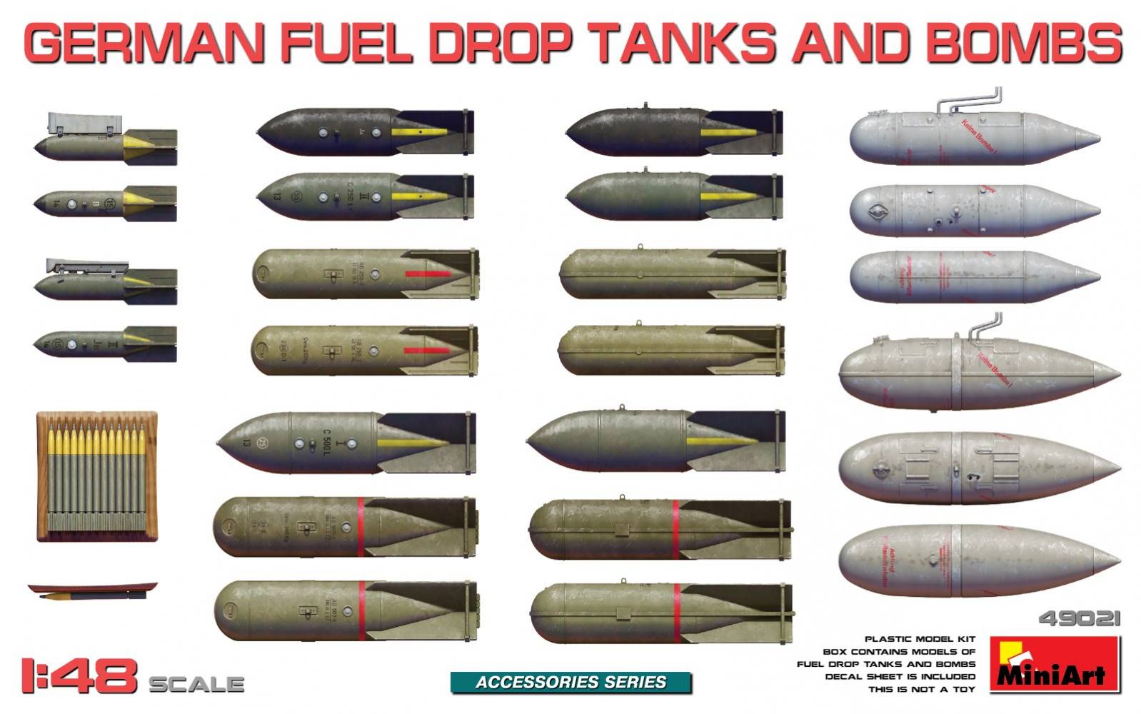 MINIART 49021 GERMAN FUEL DROP TANKS AND BOMBS Military Model Kits