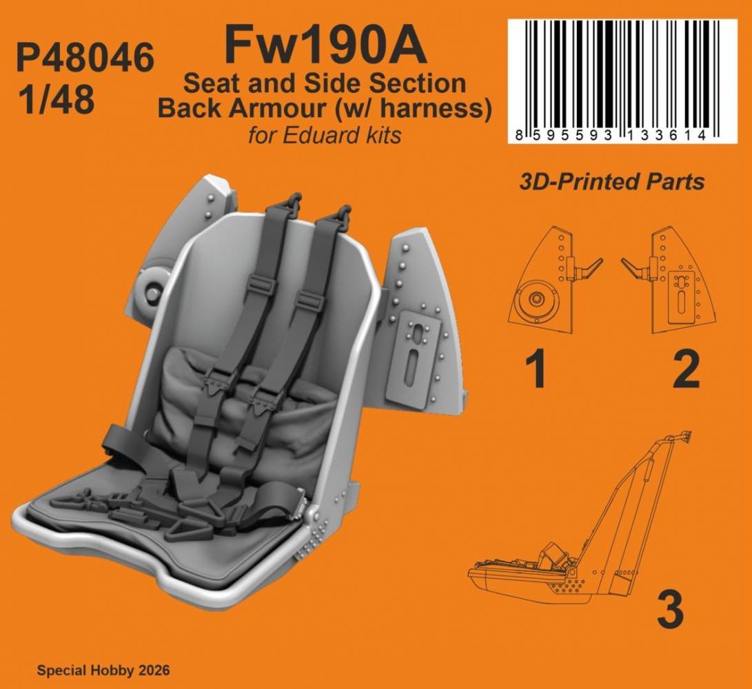 CMK P48046 FOCKE-WULF FW190A SEAT AND SIDE SECTION BACK ARMOUR WITH HARNESS Conversion Sets