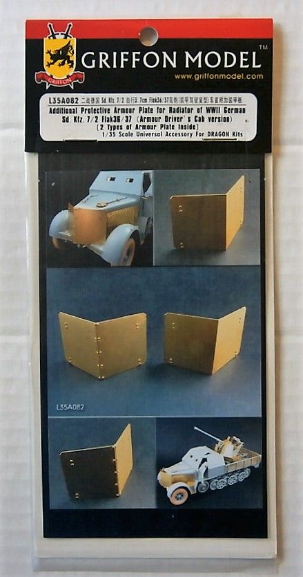 GRIFFON MODEL  L35A082 ADDITIONAL PROTECTIVE ARMOUR PLATE FOR RADIATOR WWII GERMAN SD.KFZ.7/2 FLAK 36/37  ARMOUR DRIVERS  CAB VERSION  Conversion Sets
