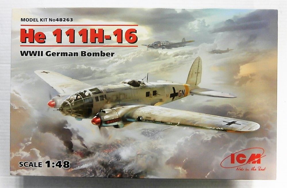 Maquette à Monter Avion Bombardier Heinkel He 111H-16 - Échelle 1/48 - Kit Plastique ICM - Neuf