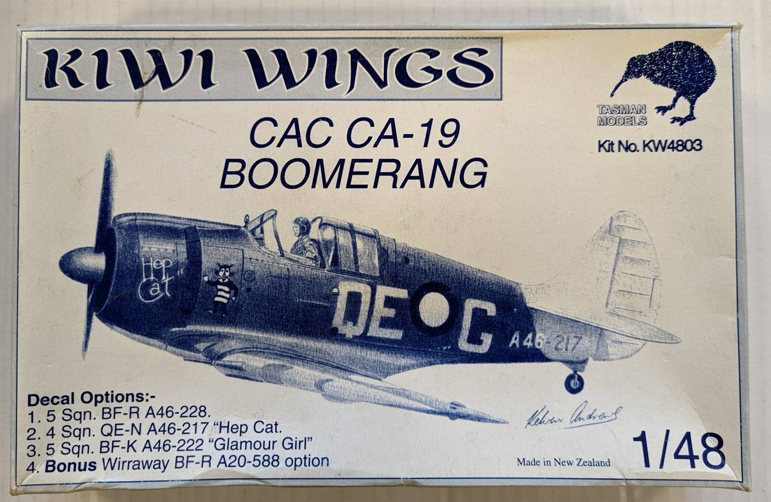 TASMAN 4803 KIWI WINGS CAC CA-19 BOOMERANG Aircraft Model Kits