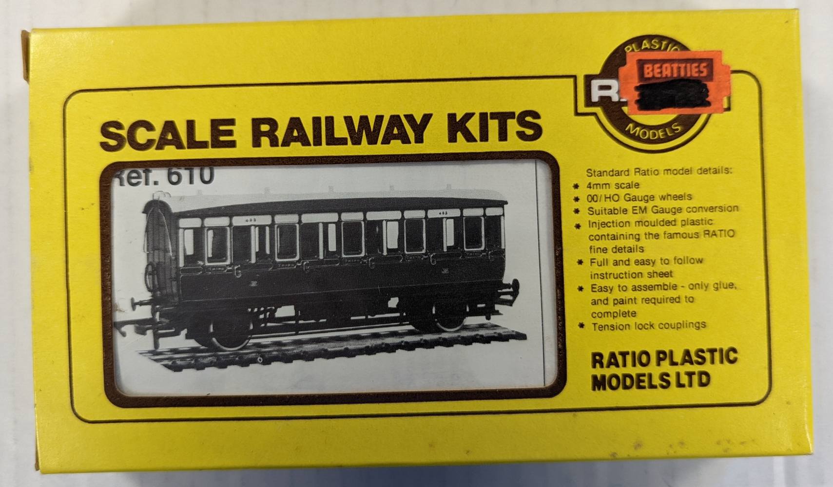 RATIO  G.W.R. NO. 610 4 WHEEL ALL THIRD COACH Railway Models Kits