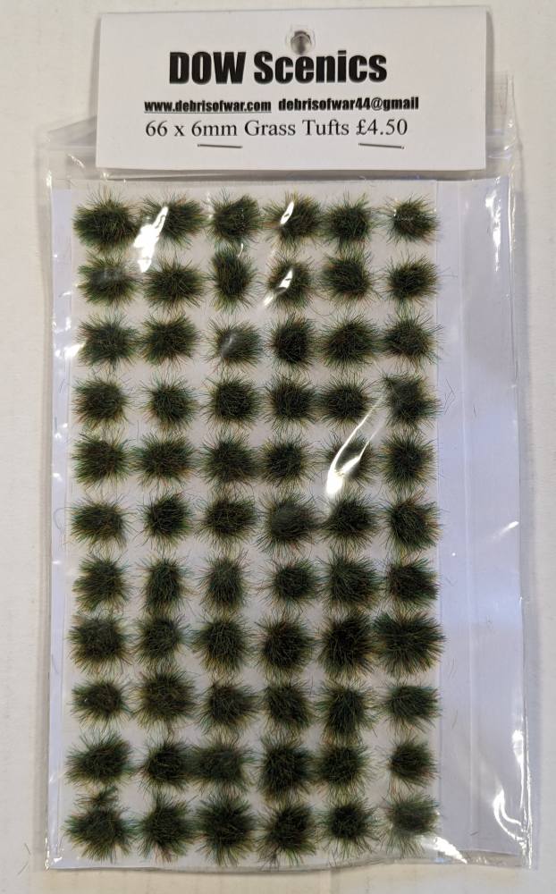 DEBRIS OF WAR DOW SCENICS 66 X 6MM GRASS TUFTS DARK Scenery