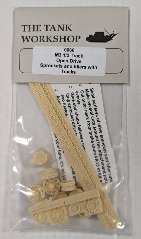 THE TANK WORKSHOP 0066 M3 1/2 TRACK OPEN DRIVE SPROCKETS AND IDLERS WITH TRACKS Conversion Sets