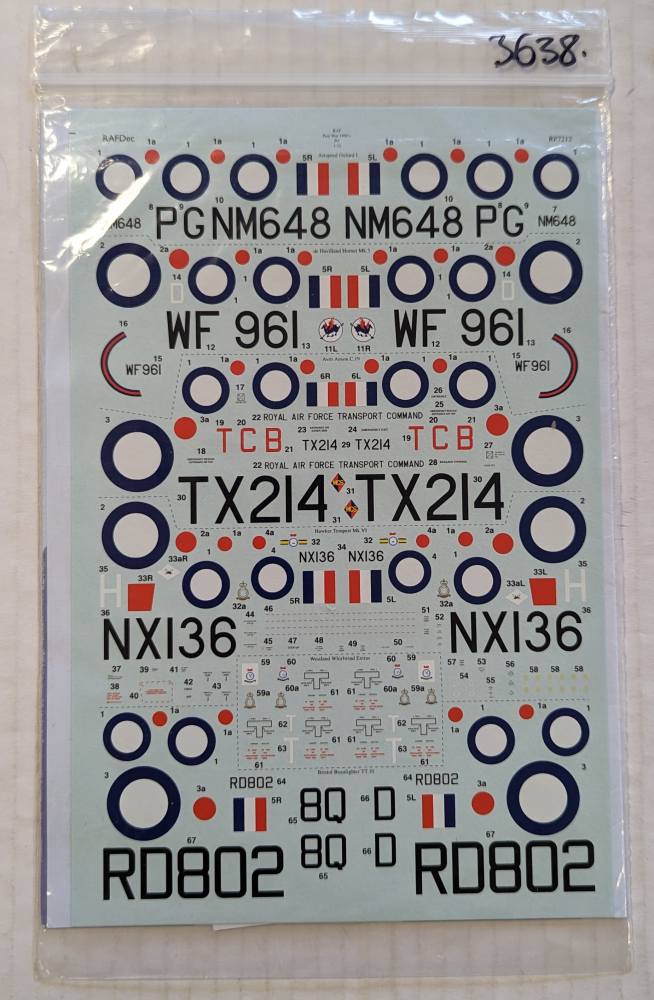 DISCOUNT DECALS 3638. RAF DEC 7212 RAF POST WAR 1950S PT1 Discount Decals