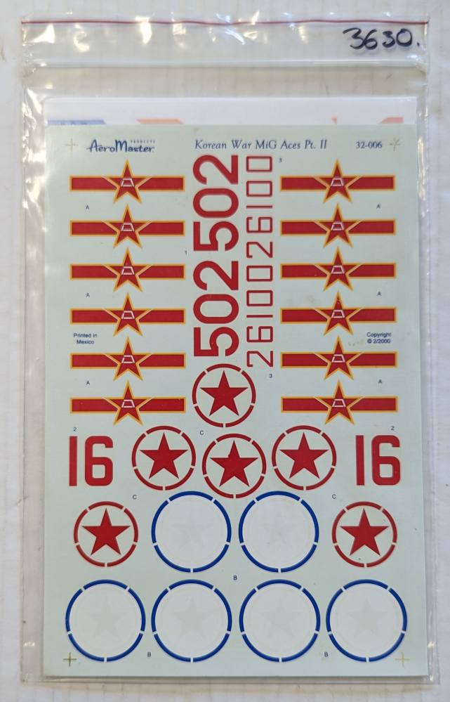 AEROMASTER 3630. 32006 KOREAN WAR MIG ACES PT.II Discount Decals