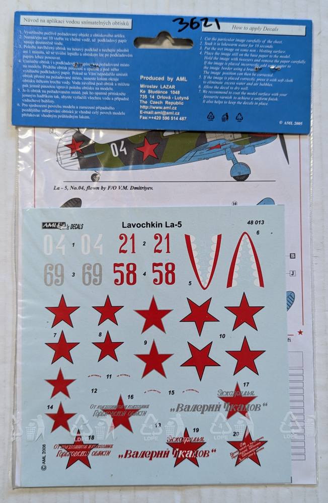 AML 3621. 48013 LAVOCHKIN LA-5 Discount Decals