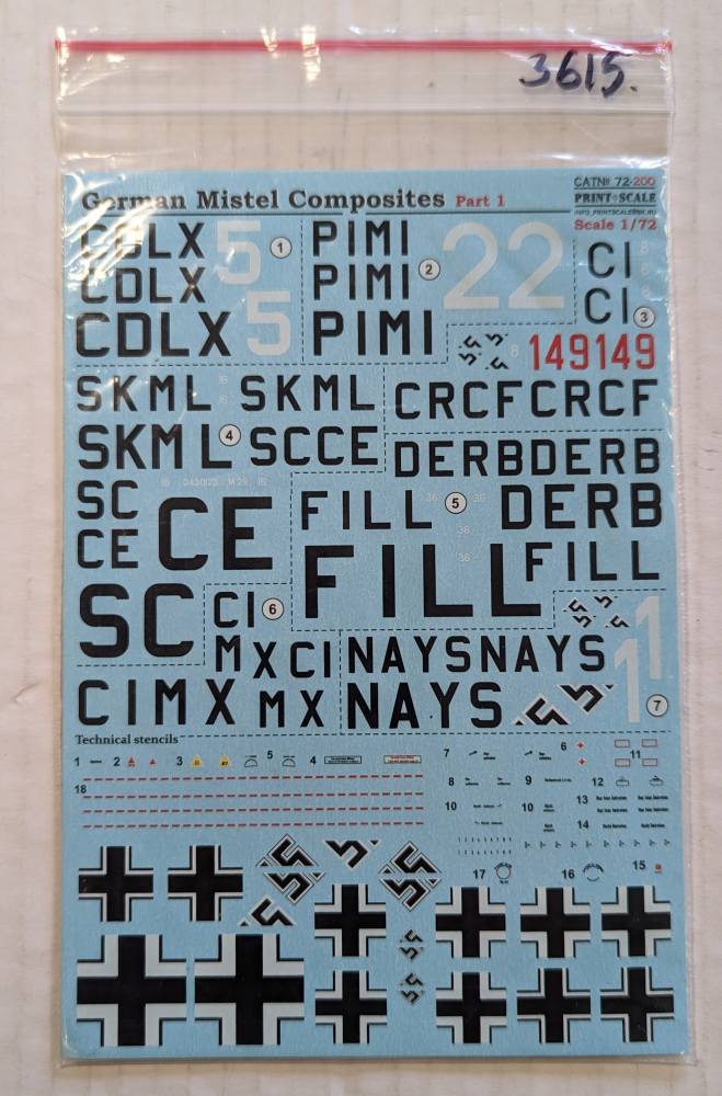 DISCOUNT DECALS 3615. PRINT SCALE 72200 GERMAN MISTEL COMPOSITES PART 1 Discount Decals