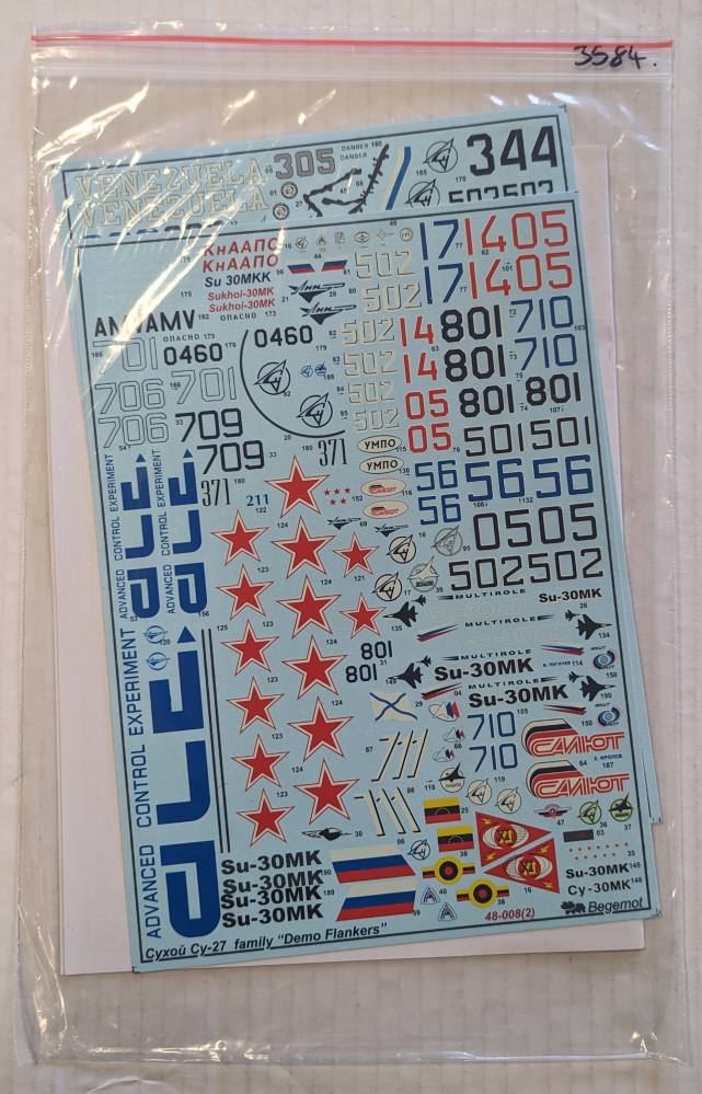 DISCOUNT DECALS 3584. BEGEMOT 48008 SU-27 FAMILY DEMO-FLANKERS Discount Decals