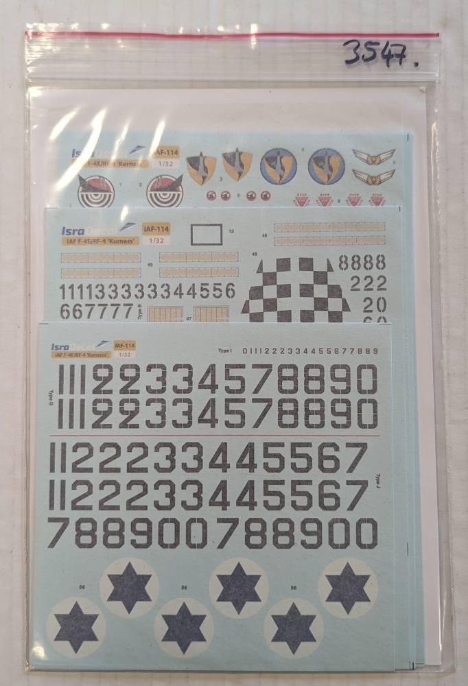 DISCOUNT DECALS 3547. ISRA DECAL 114 ISRAELI F-4E KURNASS Discount Decals