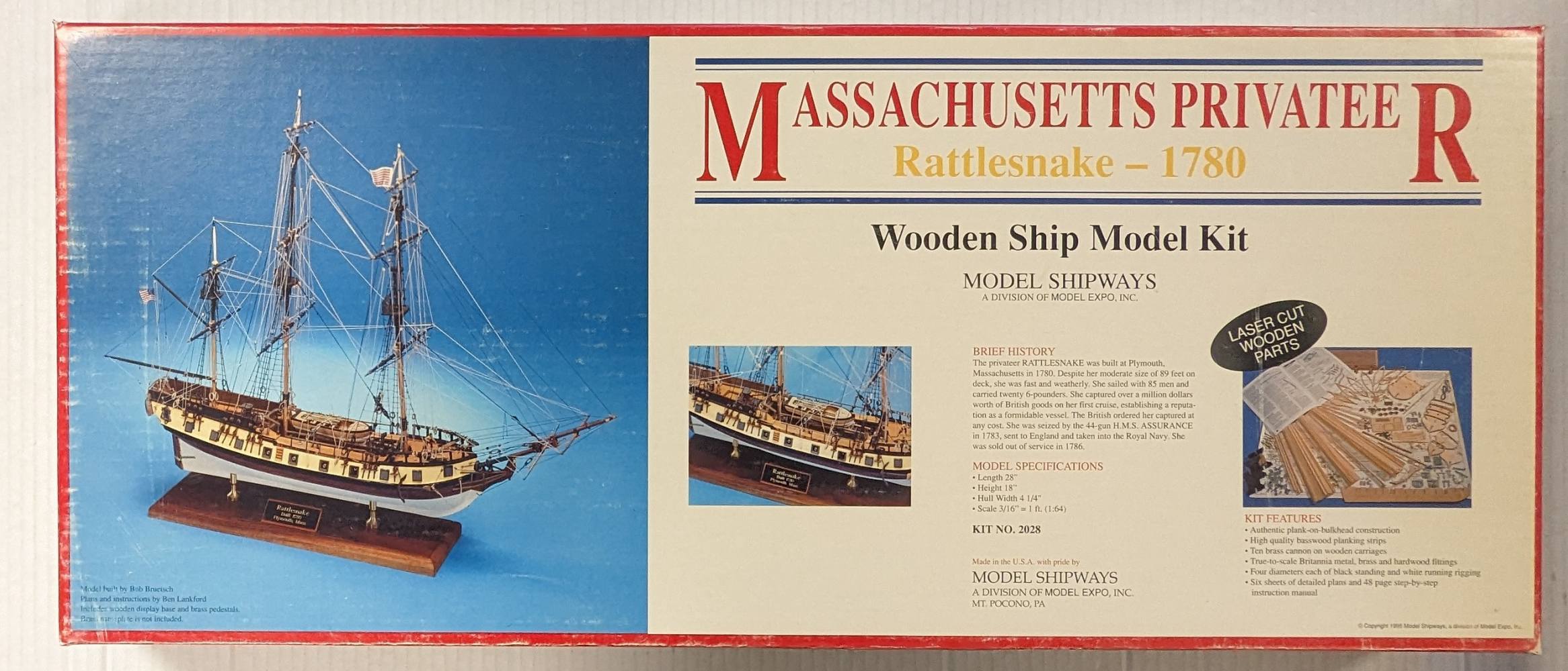 MODEL SHIPWAYS 2028 MASSACHUSETTS PRIVATEER RATTLESNAKE 1780 UK SALE ONLY Model Ships Kits