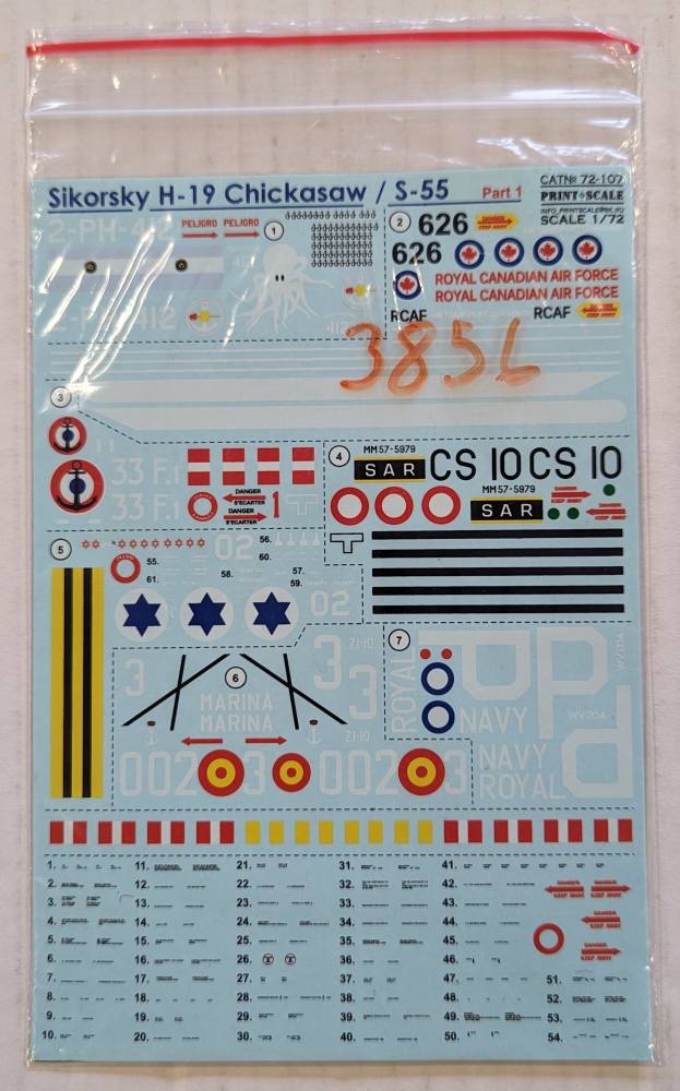 DISCOUNT DECALS 3856. 72-107 SIKORSKY H-19 CHICKASAW part 2 Discount Decals