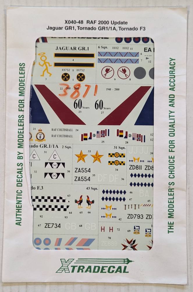 XTRADECAL 3871. X040-48 RAF 2000 UPDATE JAGUAR GR1 Discount Decals