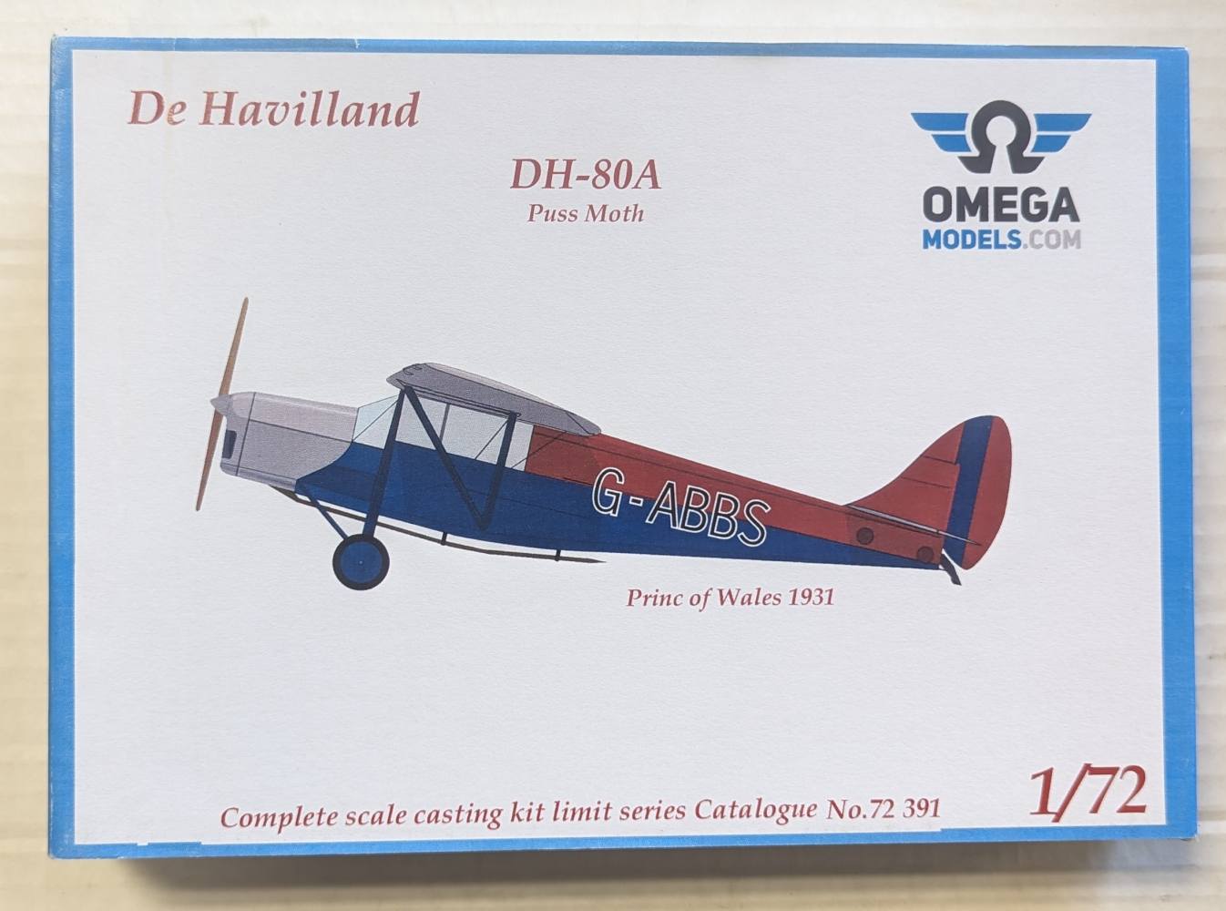 Oxford Diecast 1/72 – De Havilland D.H.80A Puss Moth – King's Flight – 72PM003