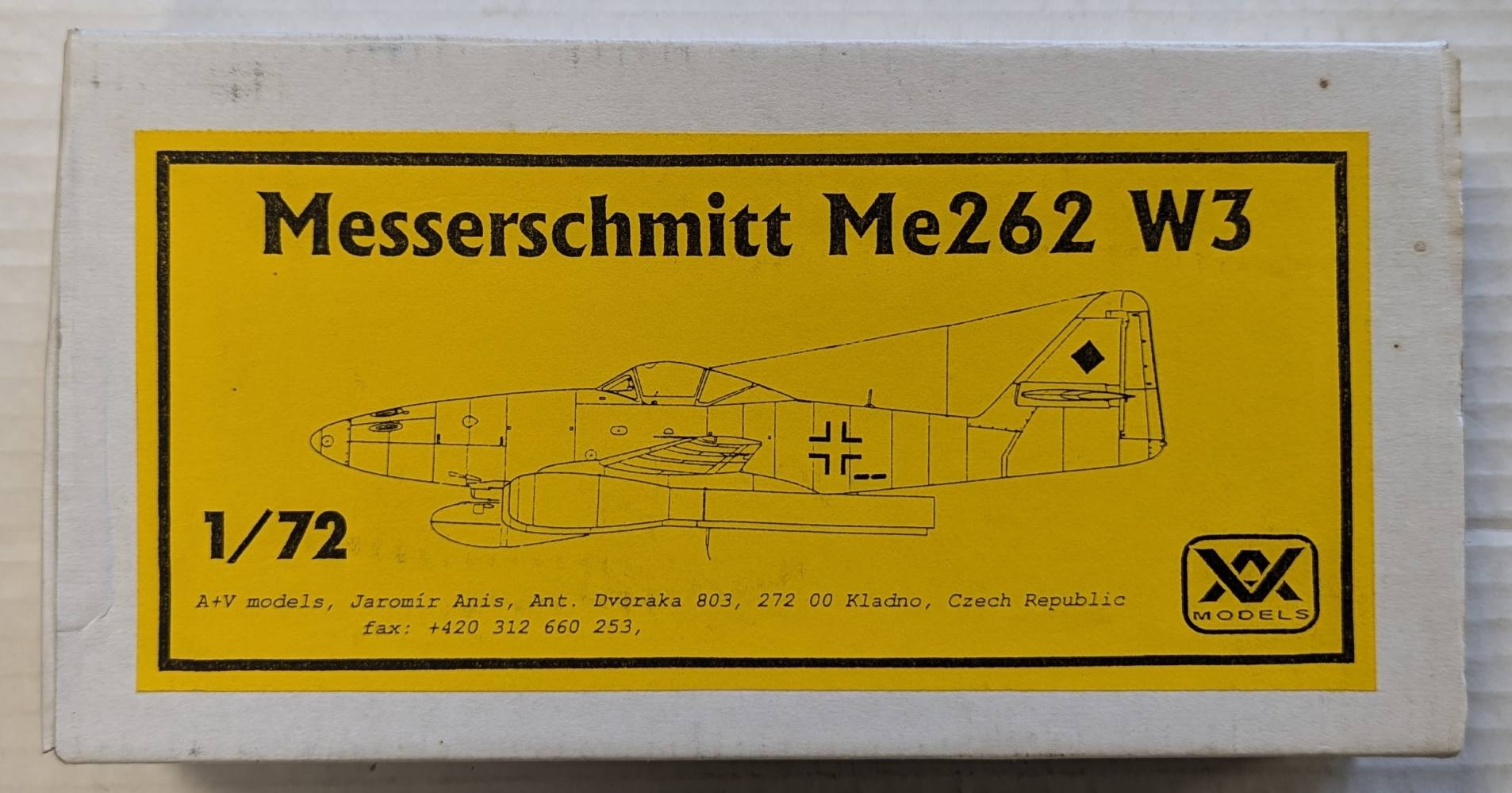 A & V MODELS AV124 MESSERSCHMITT ME262 W3 Aircraft Model Kits