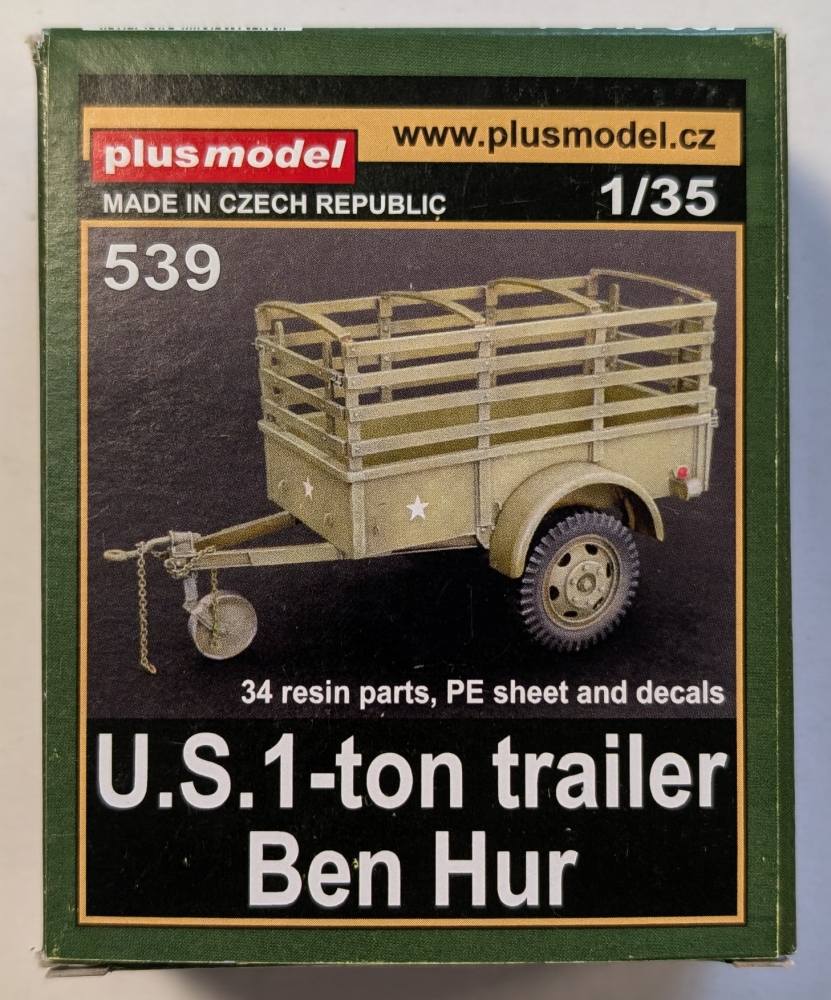 PLUS MODEL 539 US 1 TON TRAILER ben hur Military Model Kits