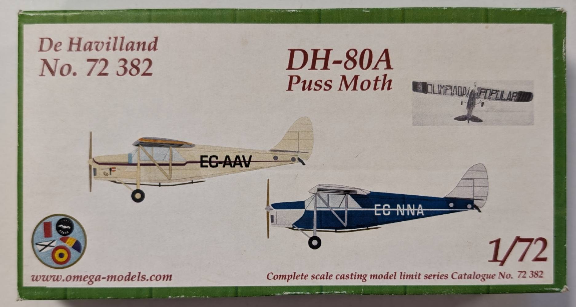 OMEGA 72382 DH-80A PUSS MOTH Aircraft Model Kits