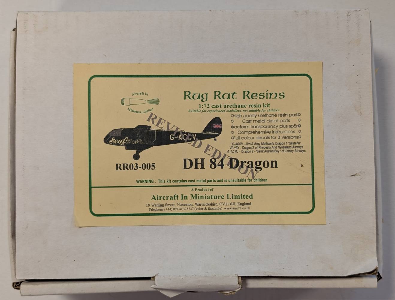 RUGRAT 03005 DH 84 DRAGON Aircraft Model Kits