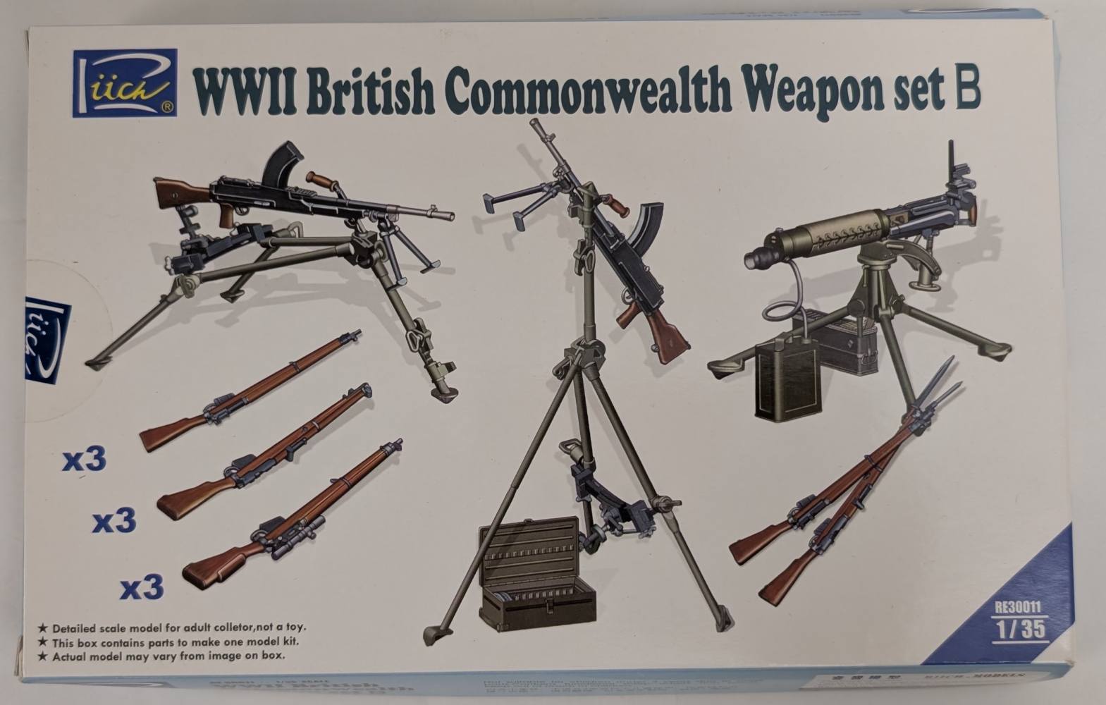 RIICH 30011 WWII BRITISH COMMONWEALTH WEAPON SET B Military Model Kits