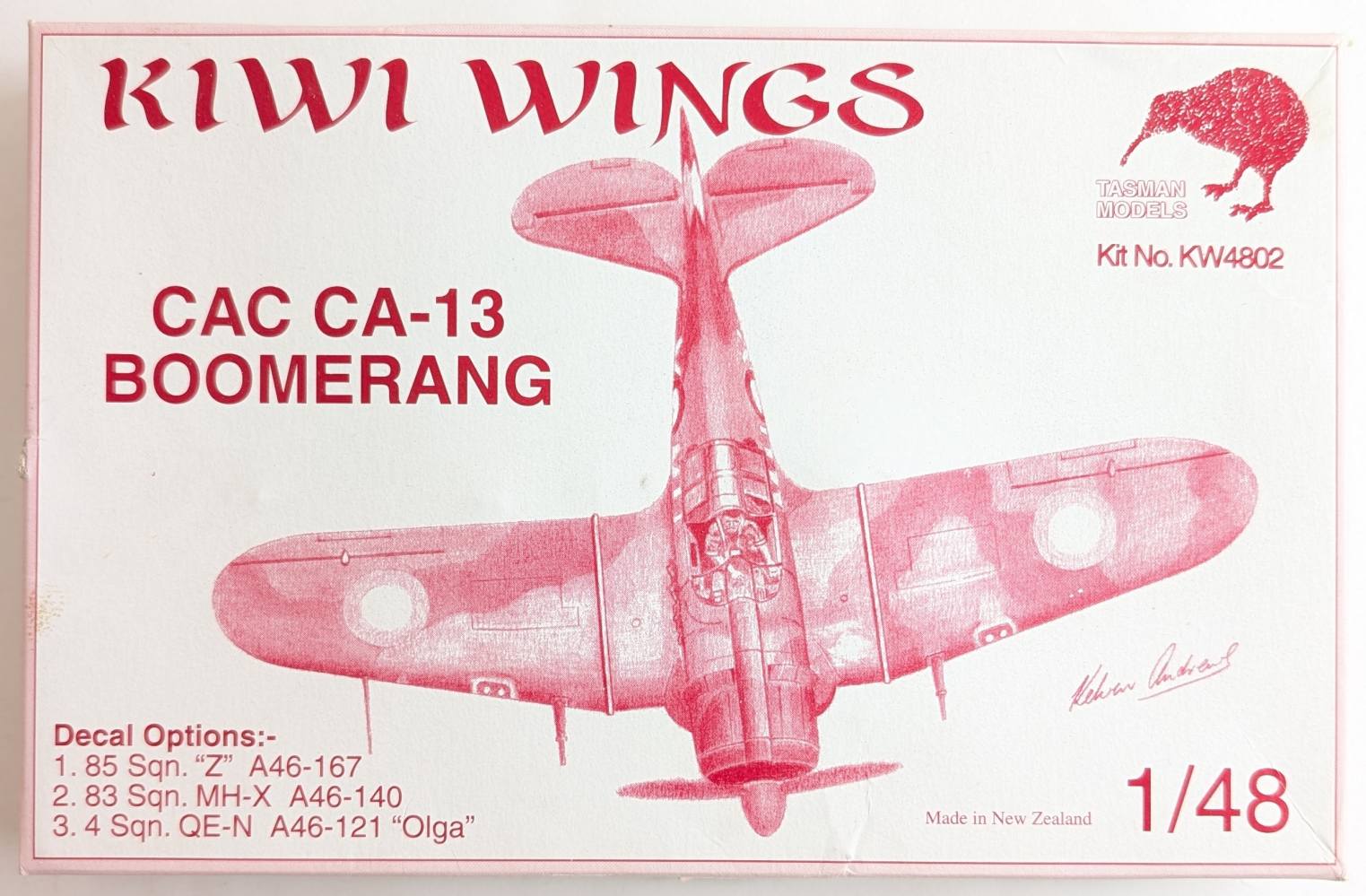 TASMAN 4802 CAC CA-13 BOOMERANG Aircraft Model Kits