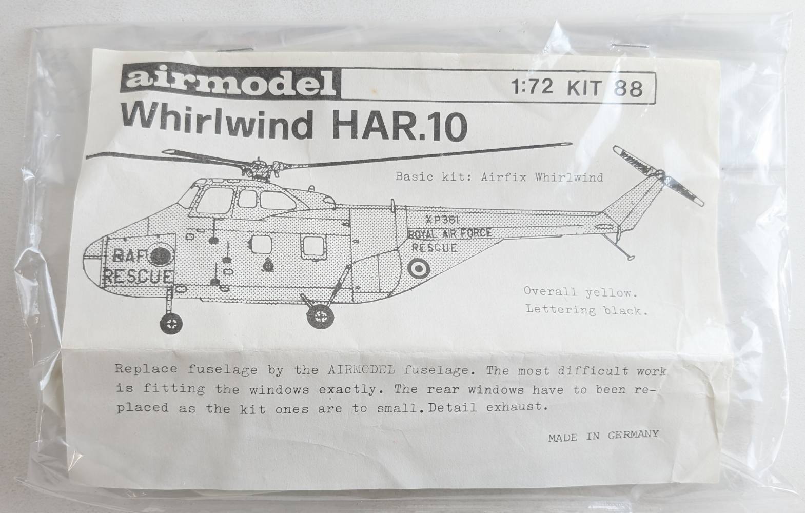 AIRMODEL 088 WHIRLWIND HAR.10 CUT FROM SHEET Aircraft Model Kits
