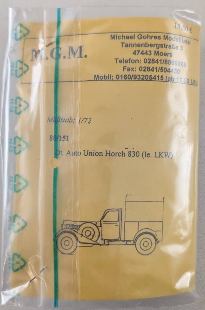 MGM 80151 DT AUTO UNION HORCH 830 Military Model Kits