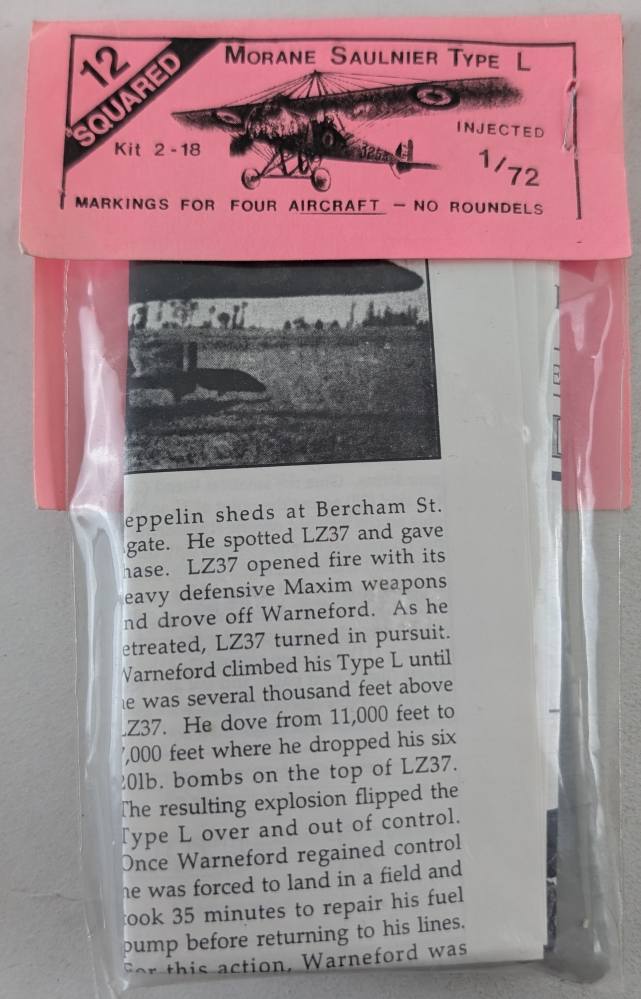 12 SQUARED MORANE SAULNIER TYPE L Aircraft Model Kits