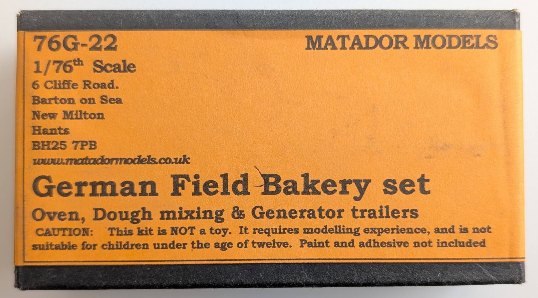 MATADOR MODELS 76G-22 GERMAN FIELD BAKERY SET Military Model Kits