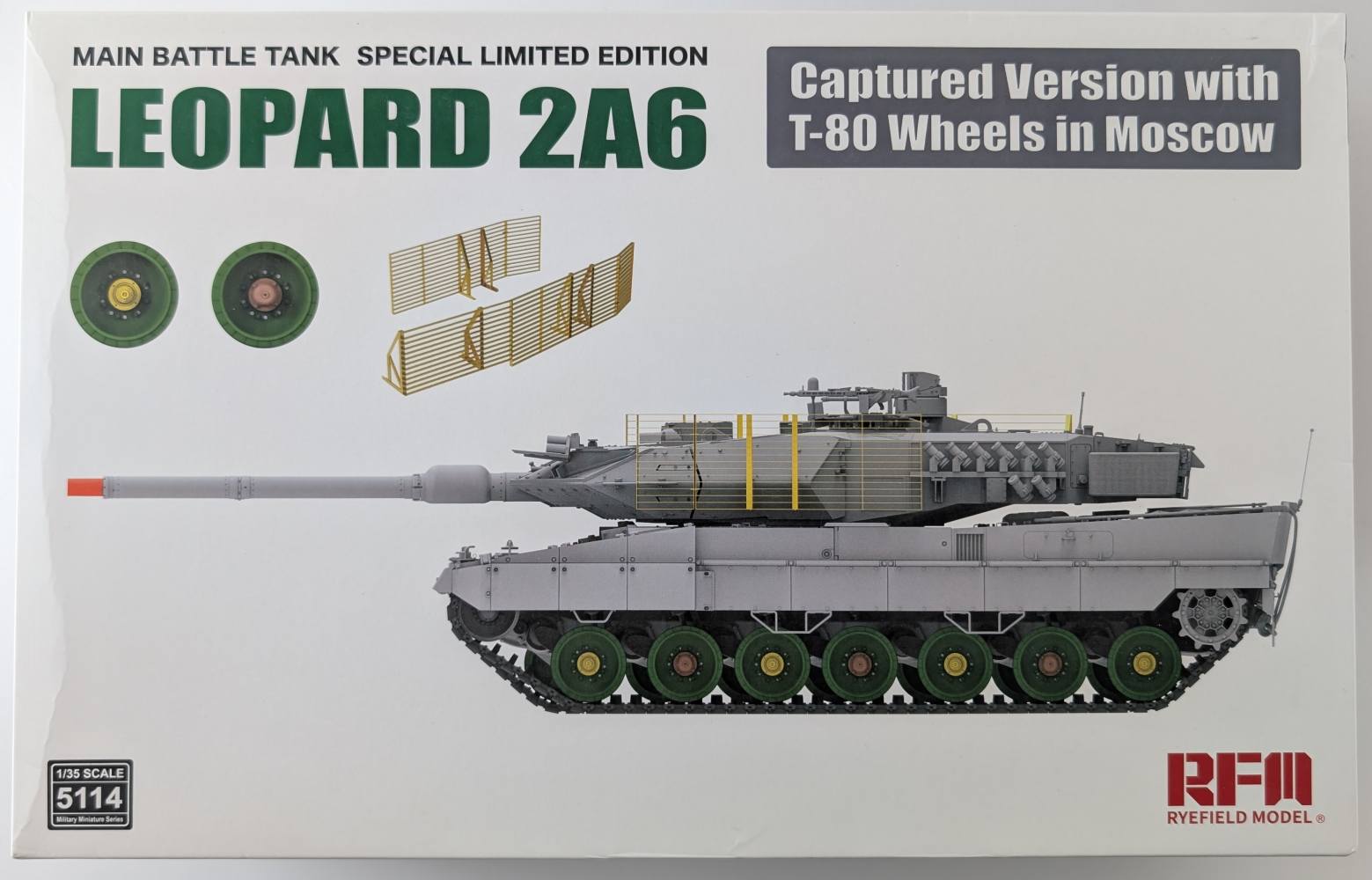 RYE FIELD MODEL 5114 LEOPARD 2A6 CAPTURED VERSION WITH T80 WHEELS Military Model Kits