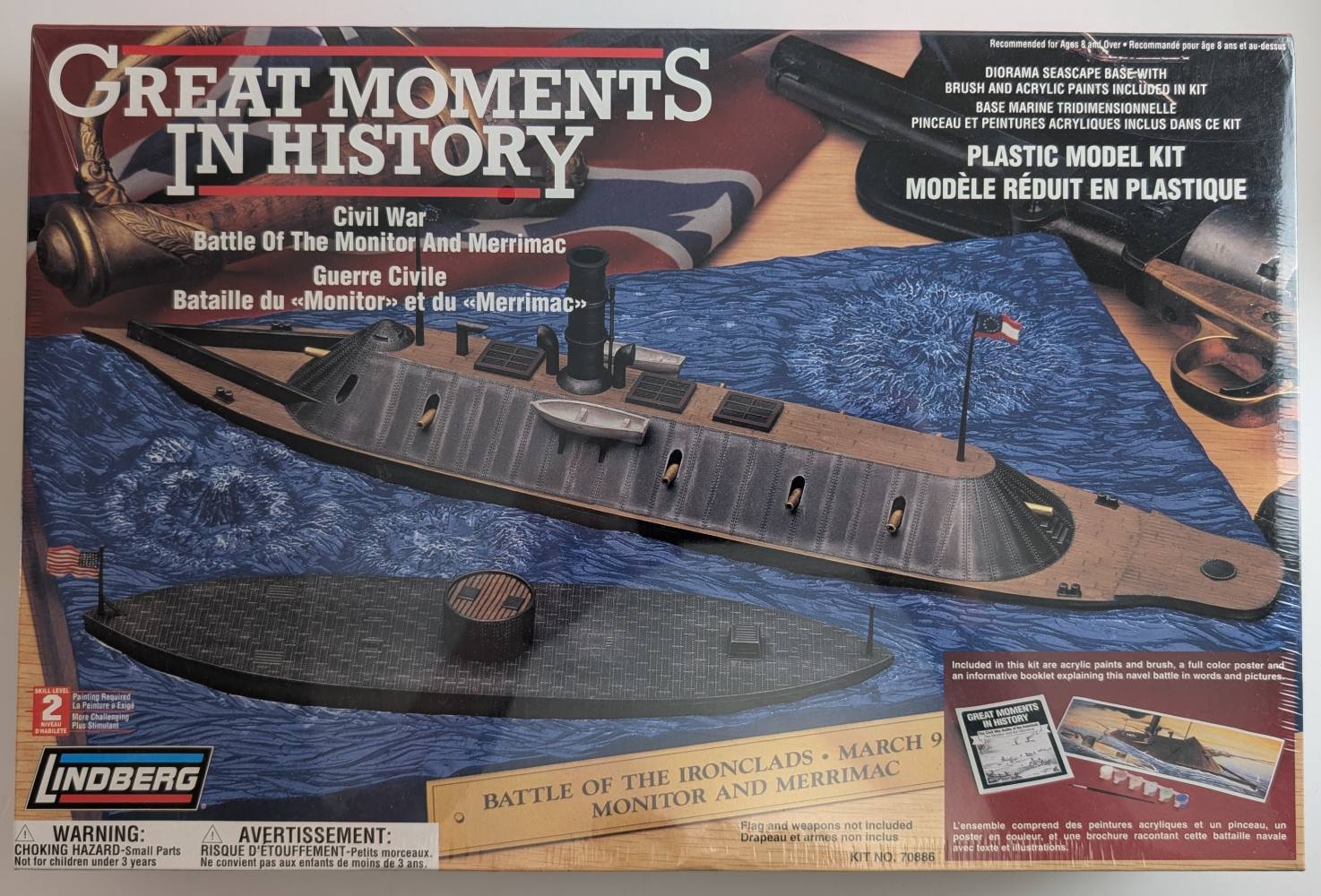 LINDBERG 70886 GREAT MOMENTS IN HISTORY BATTLE OF THE MONITOR AND MERRIMAC Model Ships Kits