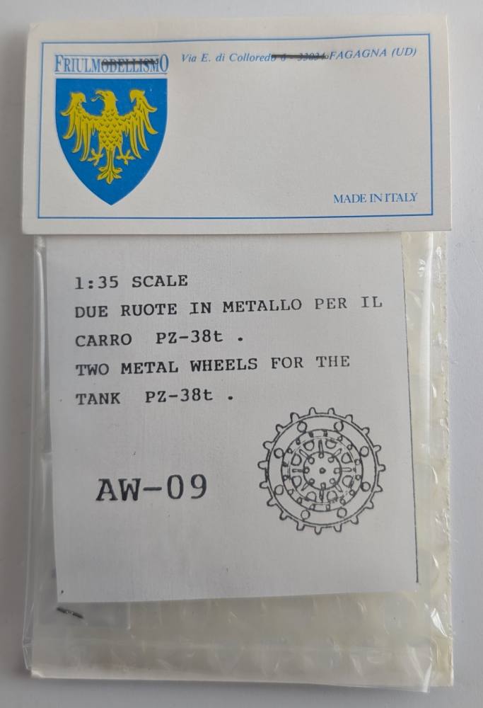 FRIULMODEL AW-09 TWO METAL WHEELS FOR PZ-38T Military Model Kits