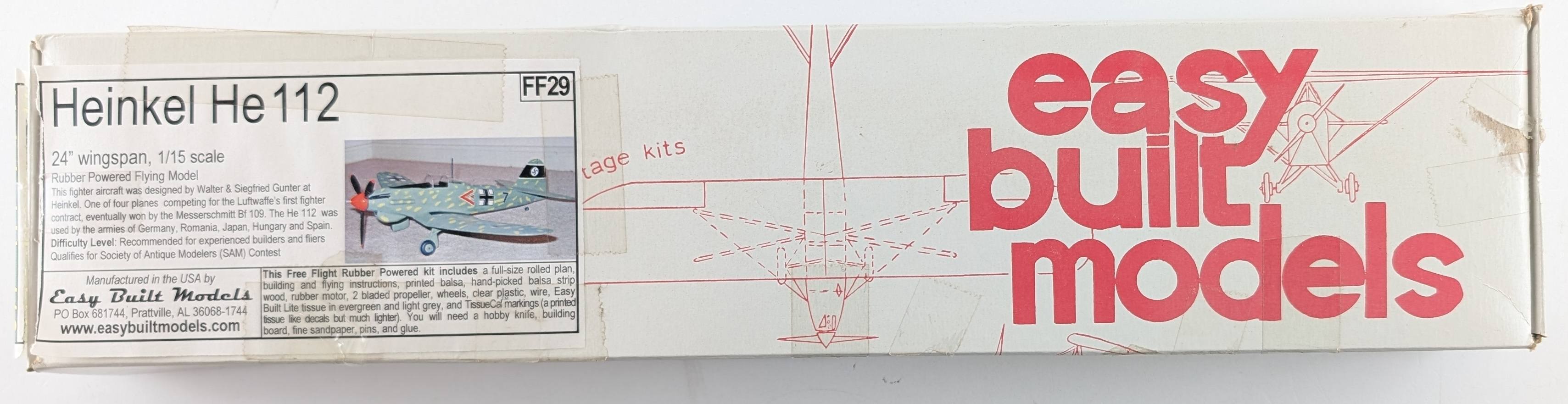 EASY BUILT MODELS  FF29 HEINKEL HE 112 Aircraft Model Kits