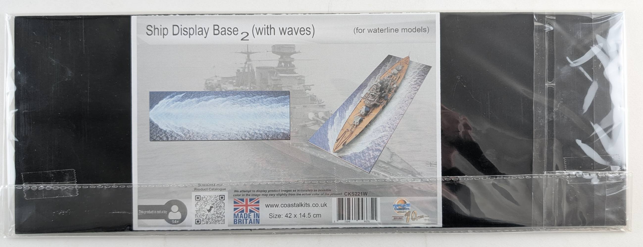 COASTAL KITS CKS221W SHIP DISPLAY BASE WITH WAVES 42x14.5CM Model Ships Kits