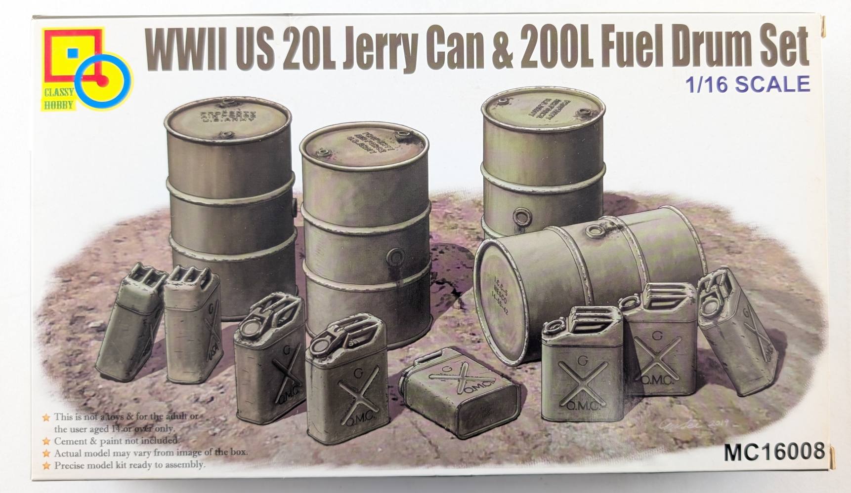 CLASSY HOBBY 16008 WWII US 20L JERRY CAN 200L FUEL DRUM SET Military Model Kits