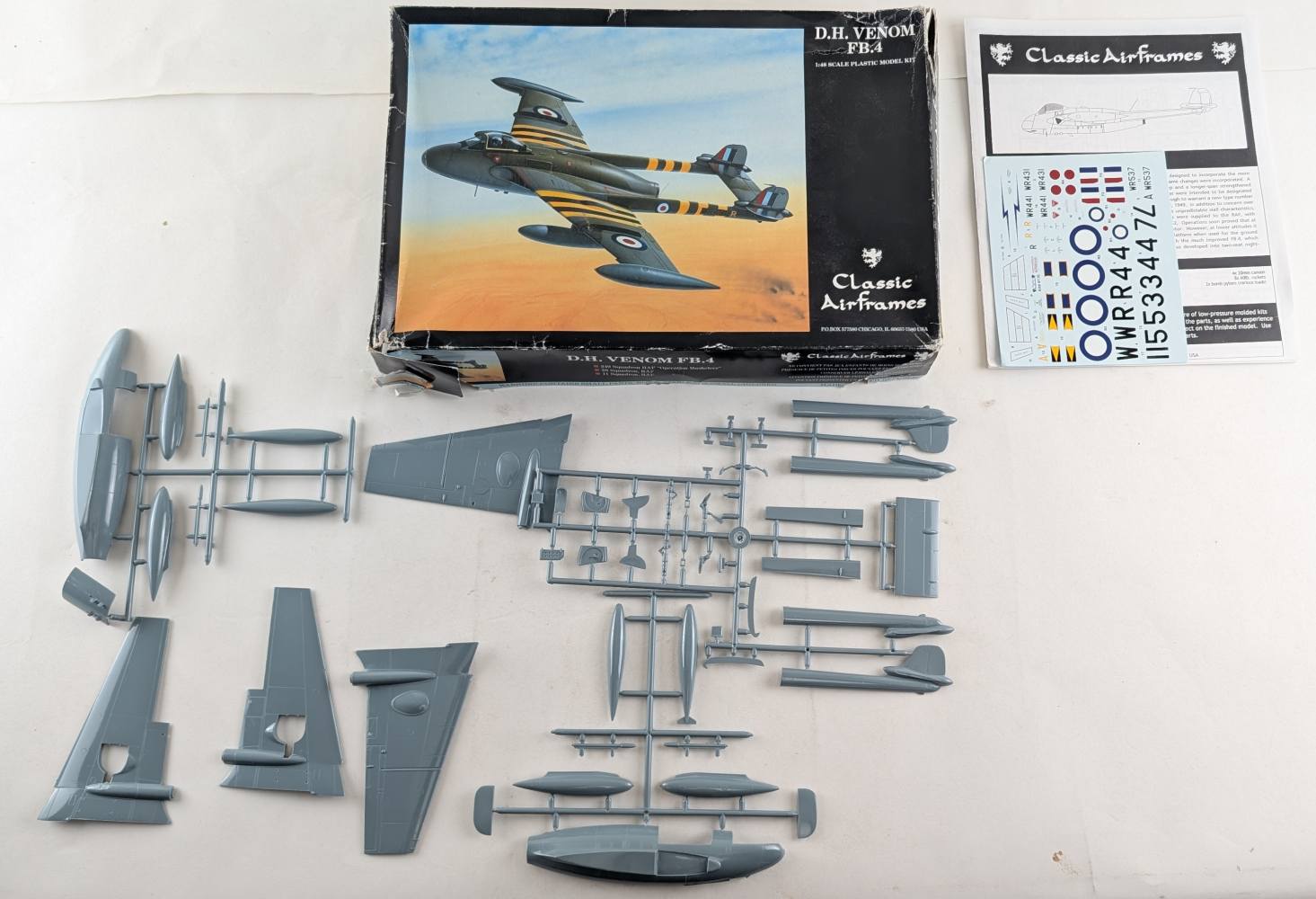 KINGKIT MODEL SCRAPYARD CLASSIC AIRFRAMES 4110 D.H. VENOM FB.4 NO CLEAR PARTS OR RESIN Salvage Yard