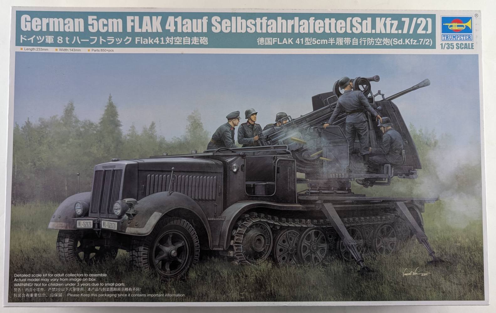 TRUMPETER MODELS 09513 GERMAN 5CM FLAK 41 AUF SELBSTFAHRLAFETTE SD.KFZ.7/2 Military Model Kits