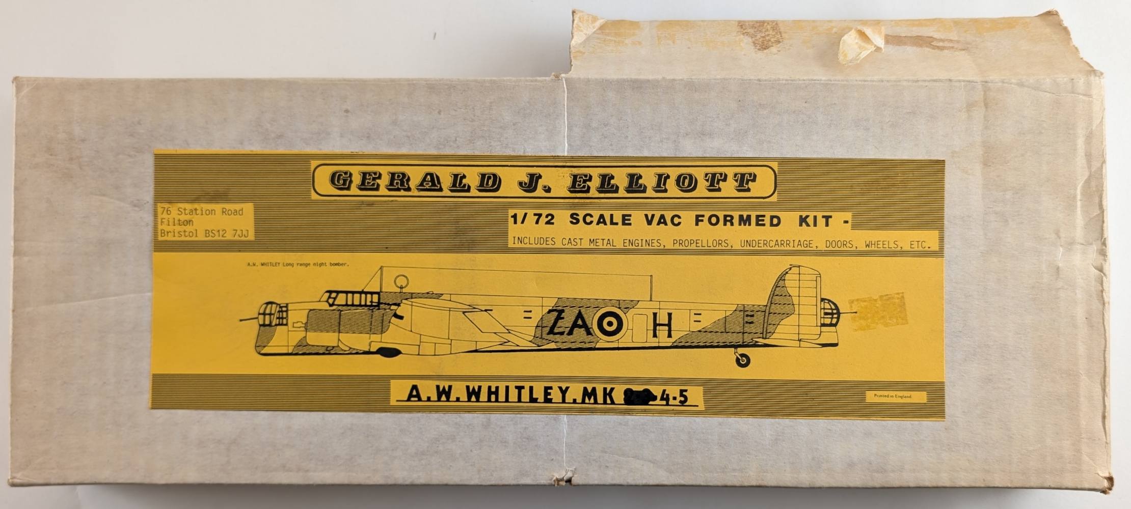 GERALD J ELLIOTT A.W.WHITLEY. MK4-5 Aircraft Model Kits