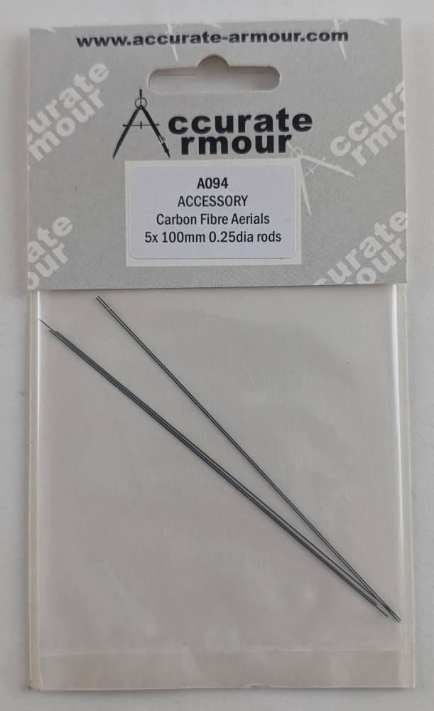 ACCURATE ARMOUR A094 CARBON FIBRE AERIALS 5X200MM 0.25 DIA RODS Conversion Sets