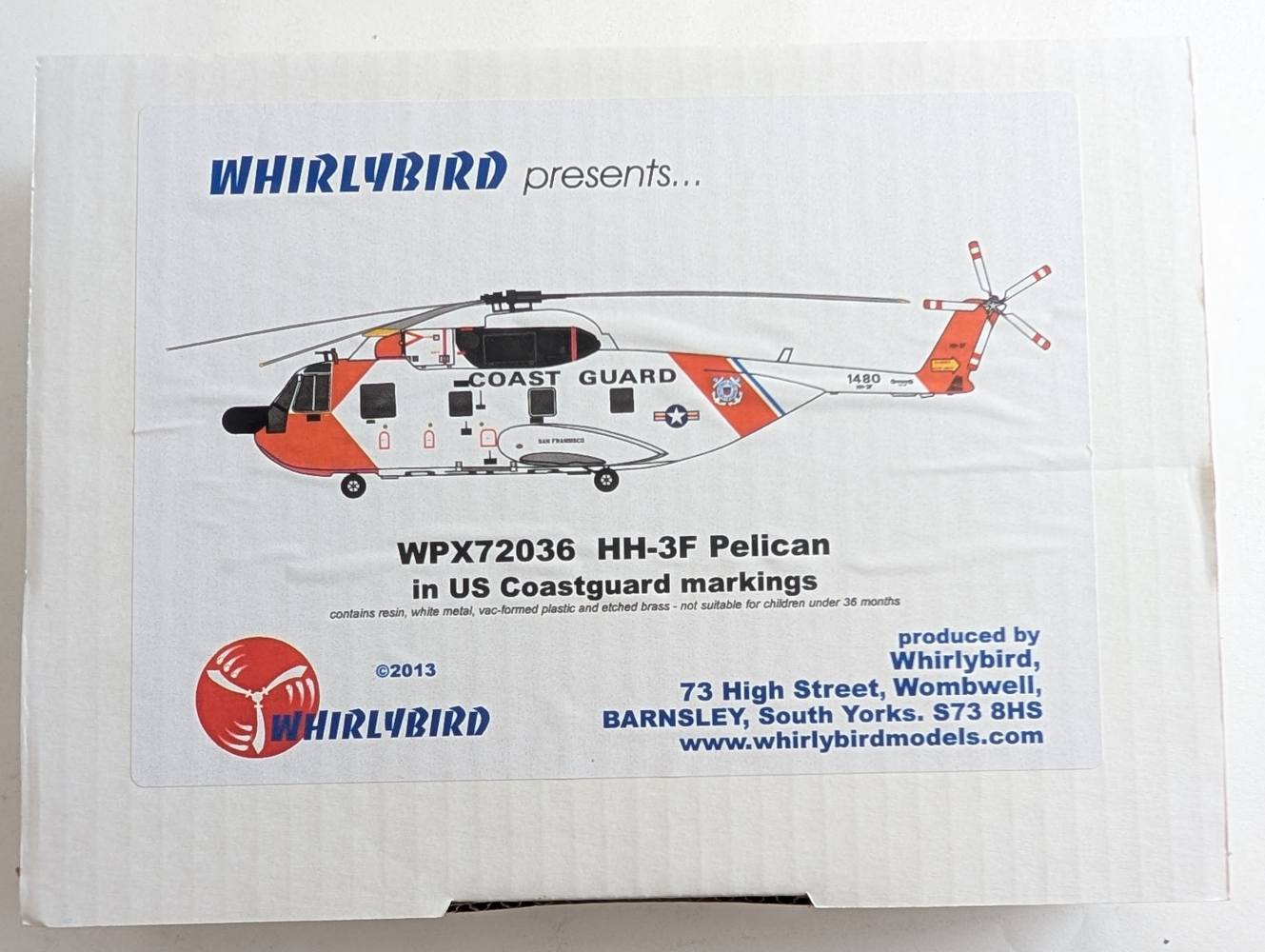 WHIRLYBIRD 72036 HH-3F PELICAN IN US COASTGUARD MARKINGS Aircraft Model Kits