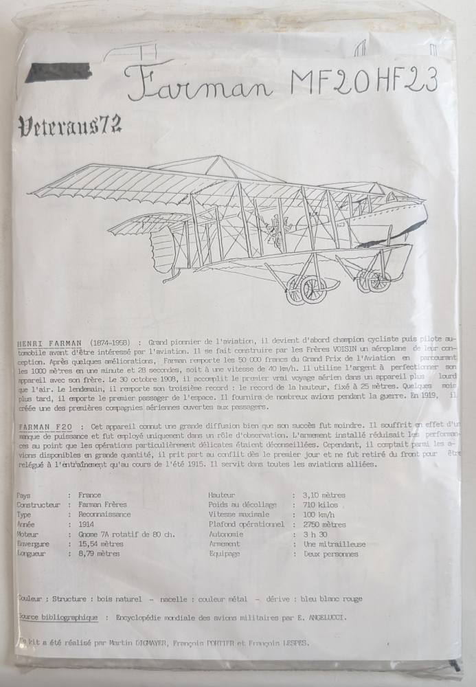 VETERANS72 FARMAN MF20HF23 Aircraft Model Kits