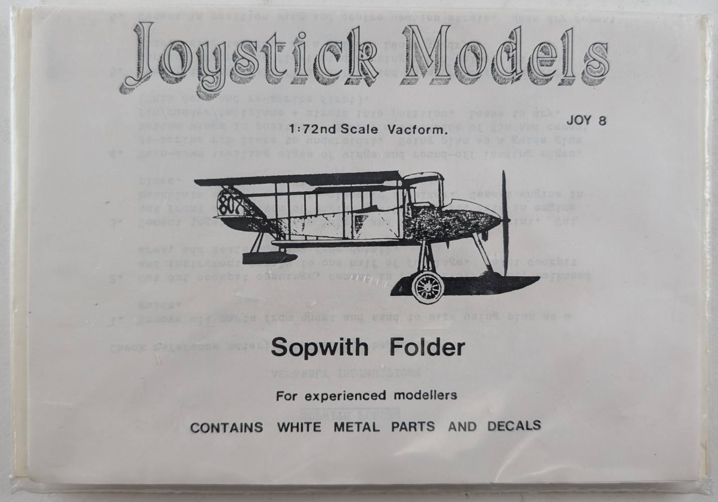 JOYSTICK JOY 8 SOPWITH FOLDER Vacforms