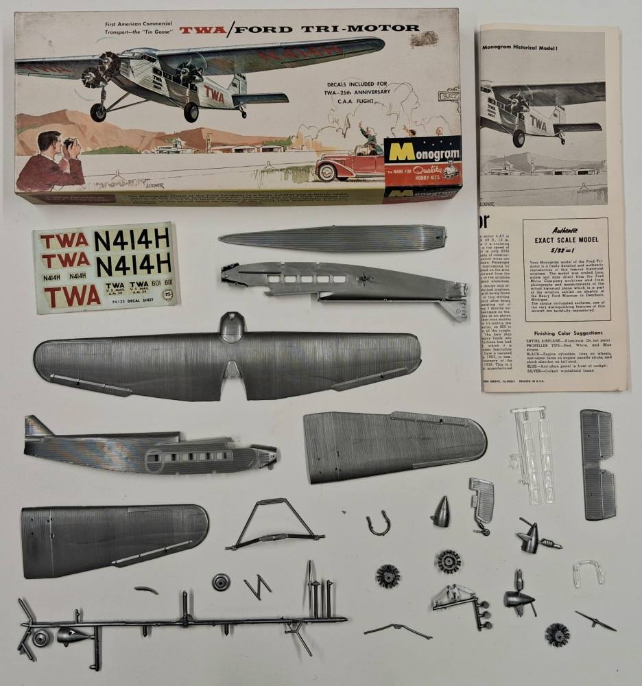 KINGKIT MODEL SCRAPYARD MONOGRAM PA122/100 TWA/FORD TRI-MOTOR THE FAMOUS TIN GOOSE CRACKED DECALS Salvage Yard