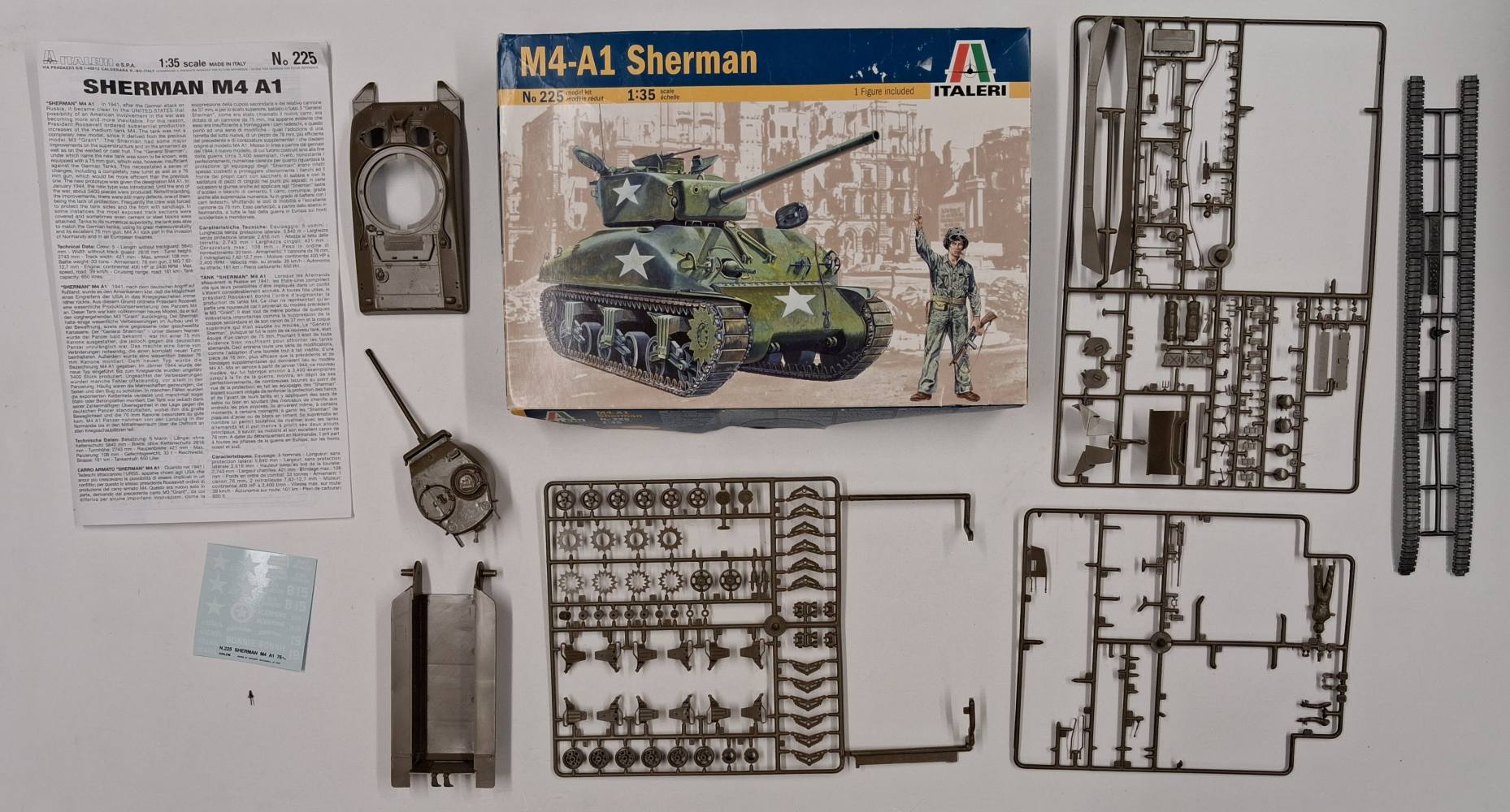 KINGKIT MODEL SCRAPYARD ITALERI 225 M4-A1 SHERMAN STARTED Salvage Yard
