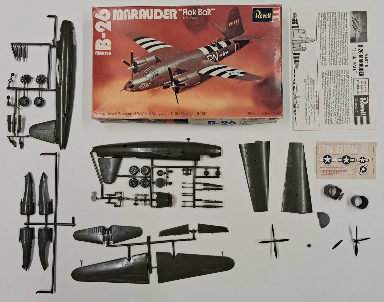 KINGKIT MODEL SCRAPYARD REVELL H-147 B-26 MARAUDER FLAK BAIT NO CANOPY BROKEN PROPELLER Salvage Yard