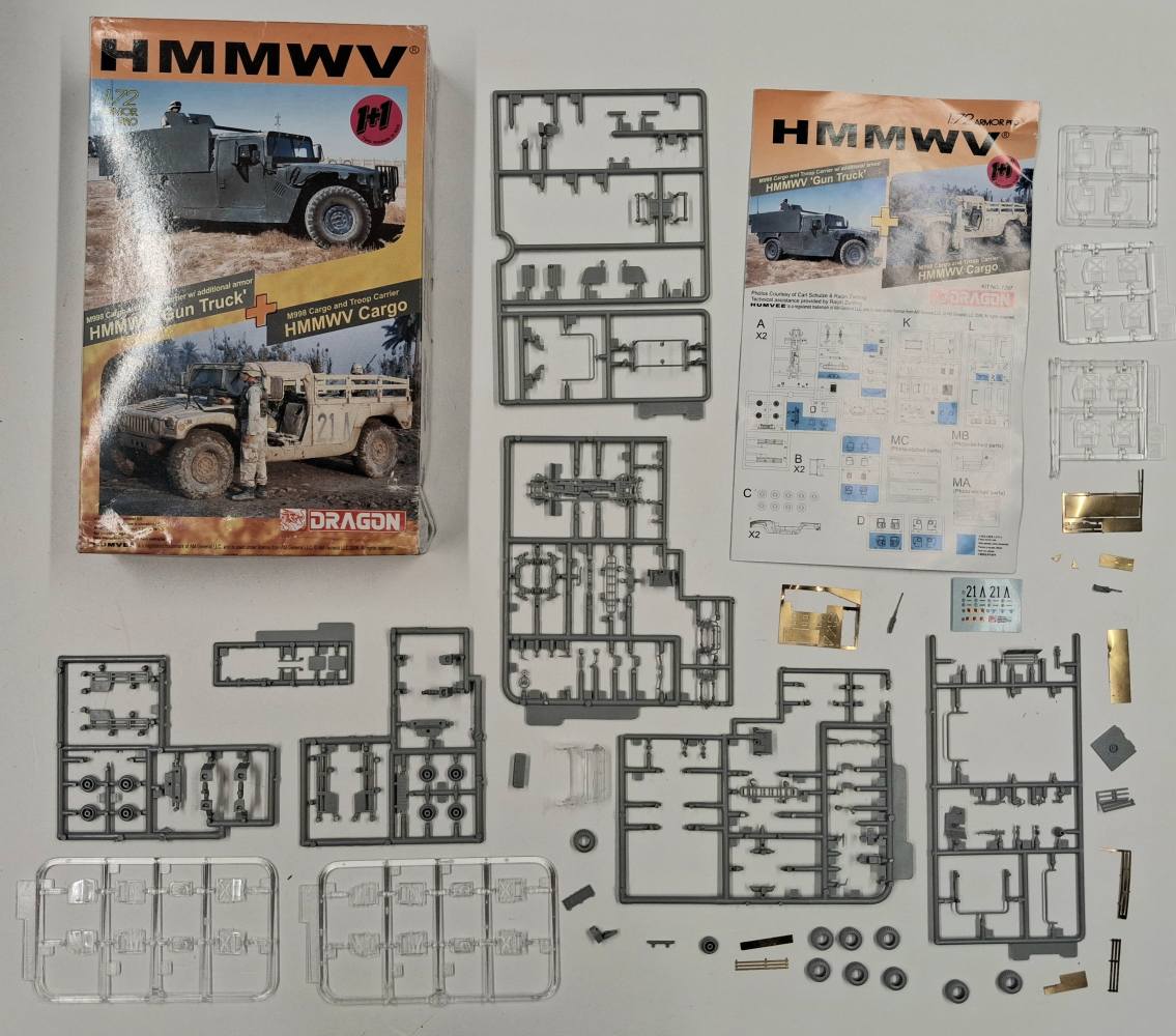 KINGKIT MODEL SCRAPYARD DRAGON 7297 M998 CARGO AND TROOP CARRIER W/ ADDITIONAL ARMOUR HMMWV GUN TRUCK M998 CARGO AND TROOP CARRIER HMMWV CARGO INCOMPLETE Salvage Yard
